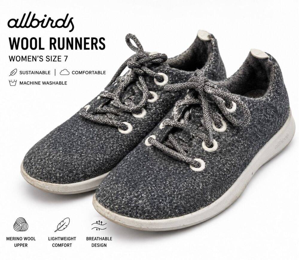Allbirds Wool Runners Women’s Size 7 Gray Merino Wool Lace Up Sneakers